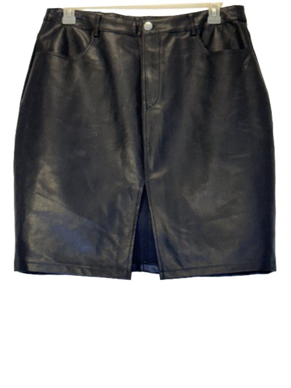 Women Black Leather Mini Skirt Size 1X
